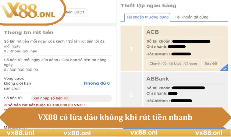 VX88 có lừa đảo không khi rút tiền nhanh